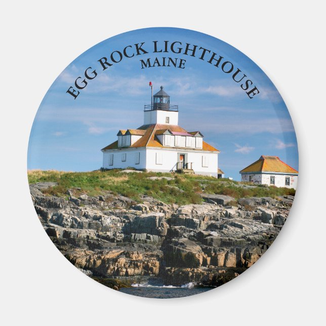 Egg Rock Lighthouse, Bar Harbour Maine Round Magne Magnet (Front)