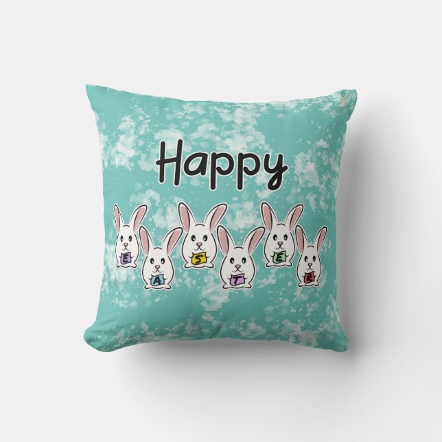 Egg Shaped Easter Rabbits Cushion (Front)
