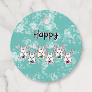 Egg Shaped Easter Rabbits Favour Tags