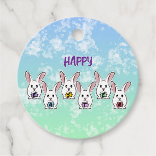 Egg Shaped Easter Rabbits Favour Tags