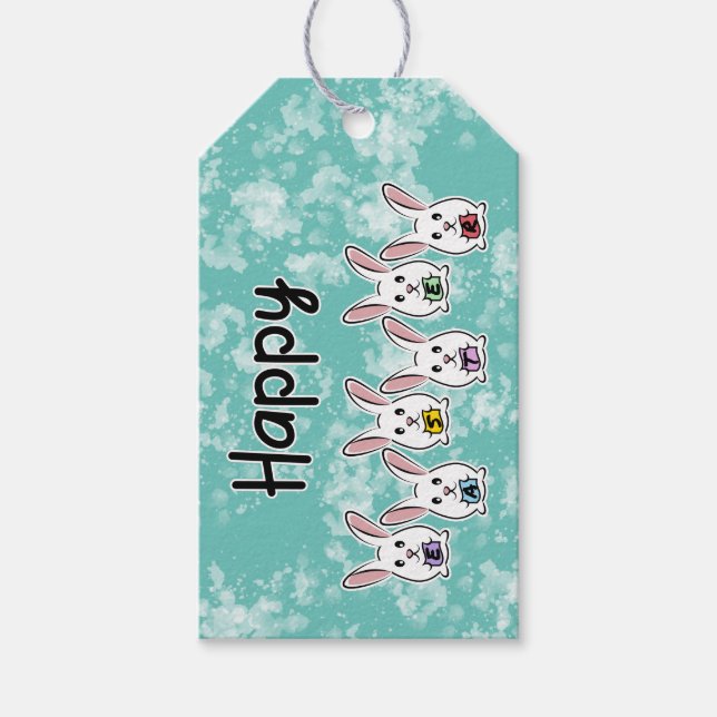 Egg Shaped Easter Rabbits Gift Tags (Front)