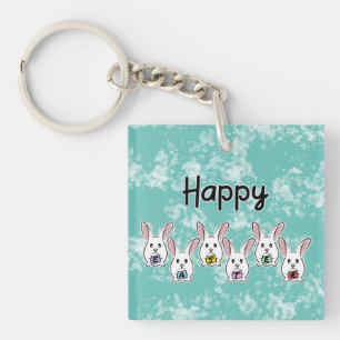 Egg Shaped Easter Rabbits Key Ring
