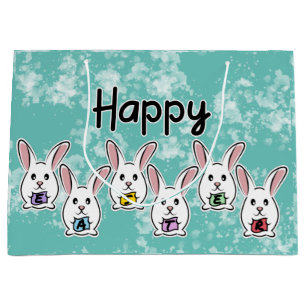 Egg Shaped Easter Rabbits Large Gift Bag