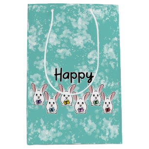 Egg Shaped Easter Rabbits Medium Gift Bag