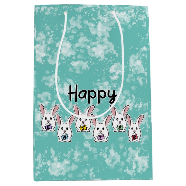 Egg Shaped Easter Rabbits Medium Gift Bag (Front)