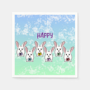 Egg Shaped Easter Rabbits Napkin