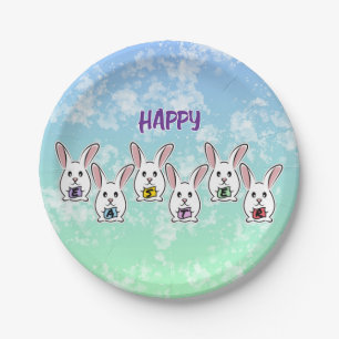 Egg Shaped Easter Rabbits Paper Plate