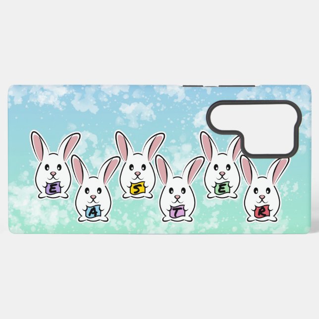 Egg Shaped Easter Rabbits Samsung Galaxy S22 Ultra Case (Back Horizontal)
