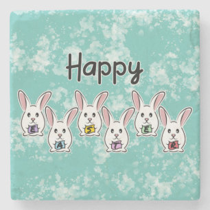 Egg Shaped Easter Rabbits Stone Coaster