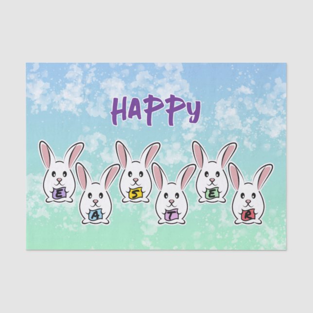 Egg Shaped Easter Rabbits Tissue Paper (Front)