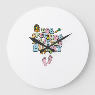 Egg Specting A Little Bunny Easter Pregnancy Annou Large Clock