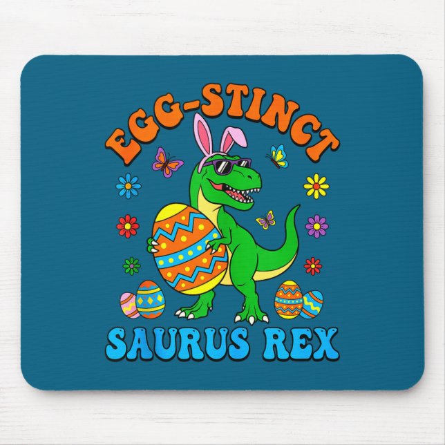 Egg-stinct saurus rex eggs bunny t rex easter day mouse mat (Front)