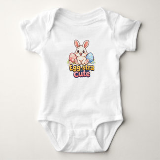 Egg-stra Cute Easter Bunny with Colorful Eggs  Baby Bodysuit