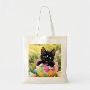 Egg-stra Special Kitty: Felini in a Festive Shell Tote Bag
