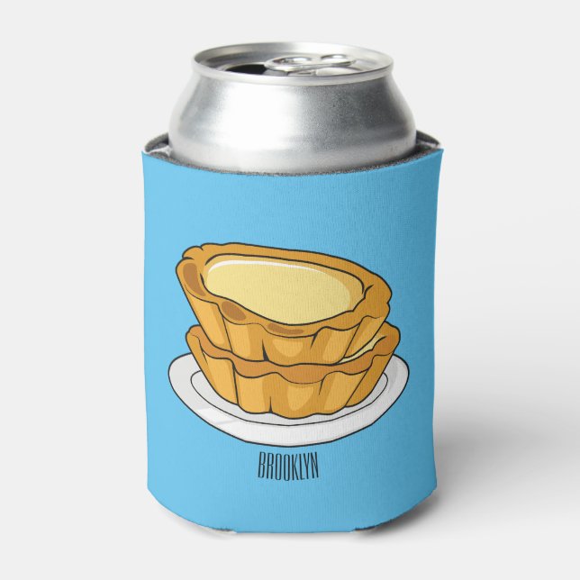 Egg tart cartoon illustration can cooler (Can Front)