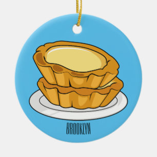 Egg tart cartoon illustration  ceramic tree decoration