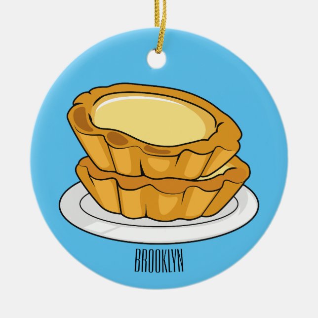 Egg tart cartoon illustration  ceramic tree decoration (Front)