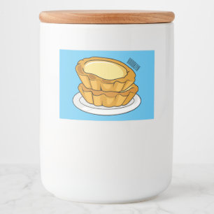 Egg tart cartoon illustration food label