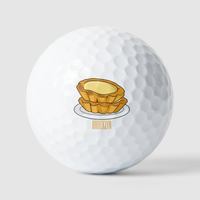 Egg tart cartoon illustration   golf balls (Front)