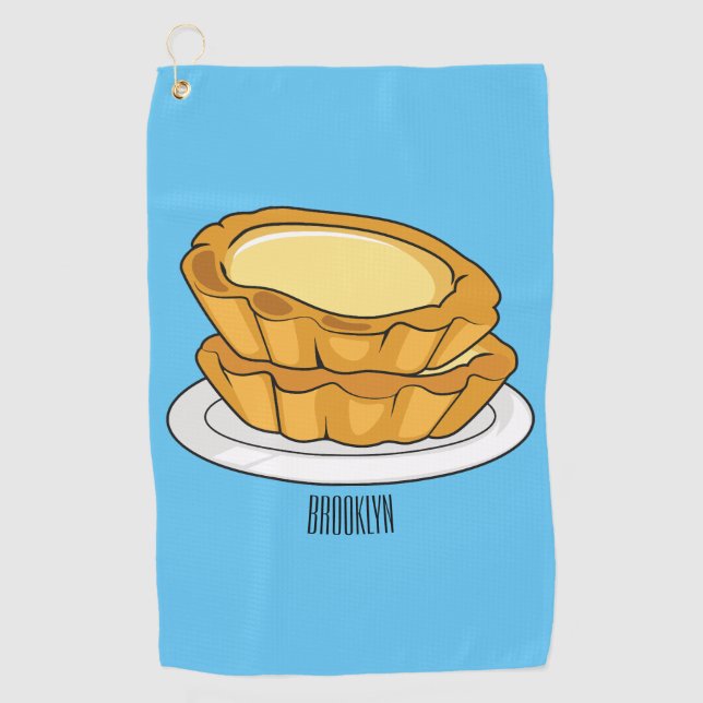 Egg tart cartoon illustration golf towel (Front)