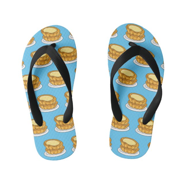Egg tart cartoon illustration  kid's flip flops (Footbed)