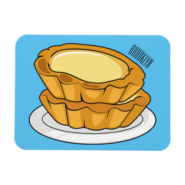 Egg tart cartoon illustration magnet (Horizontal)