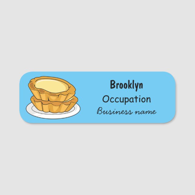 Egg tart cartoon illustration name tag (Front)