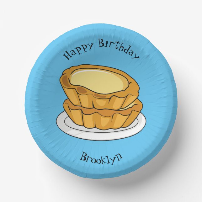 Egg tart cartoon illustration paper plate (Front)