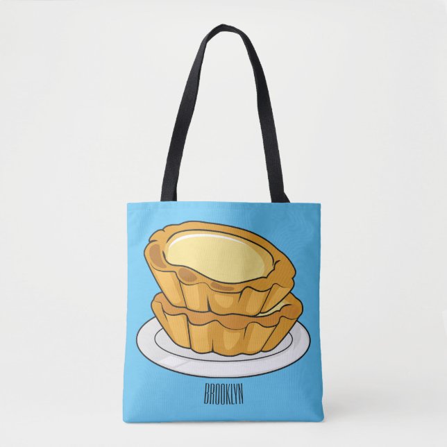 Egg tart cartoon illustration   tote bag (Front)