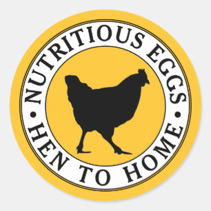 Egg Yolk Yellow with Hen Farmhouse Egg Carton Logo Classic Round Sticker