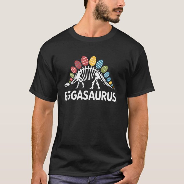 Eggasaurus Dinosaur Easter Egg Hunt Funny Kids Boy T-Shirt (Front)
