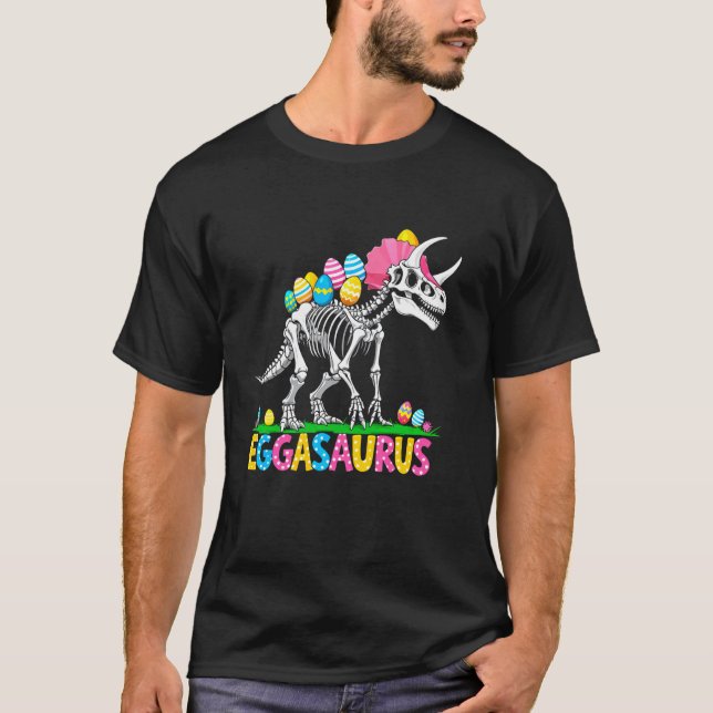 Eggasaurus Easter Dinosaur Stegosaurus Happy Easte T-Shirt (Front)