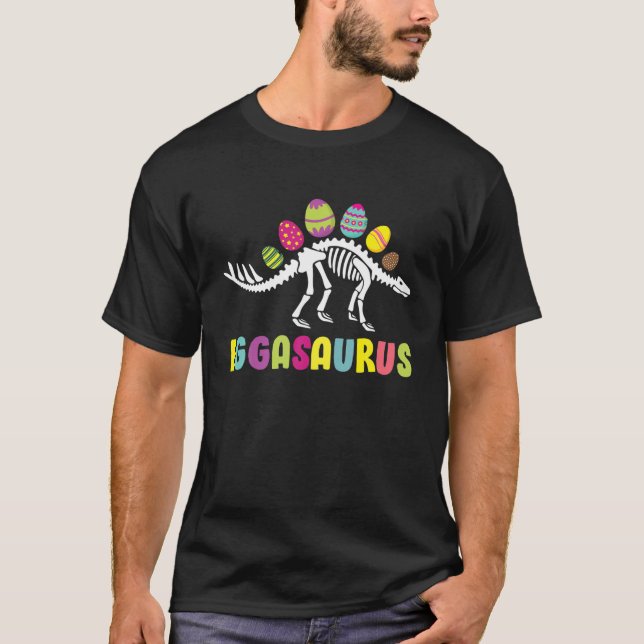 Eggasaurus Stegosaurus Easter Egg Dinosaur T-Shirt (Front)