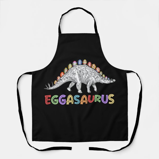 Eggasaurus Stegosaurus Egg Dinosaur Happy Easter Apron (Front)