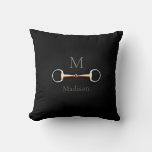 Eggbutt Snaffle Bit Monogrammed Equestrian Cushion