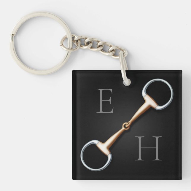 Eggbutt Snaffle Bit Monogrammed Equestrian Key Ring (Front)