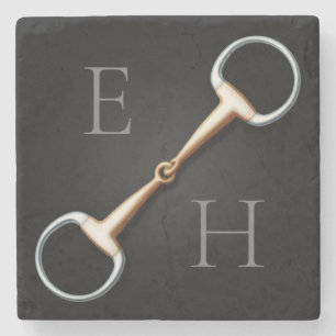 Eggbutt Snaffle Bit Monogrammed Equestrian Stone Coaster