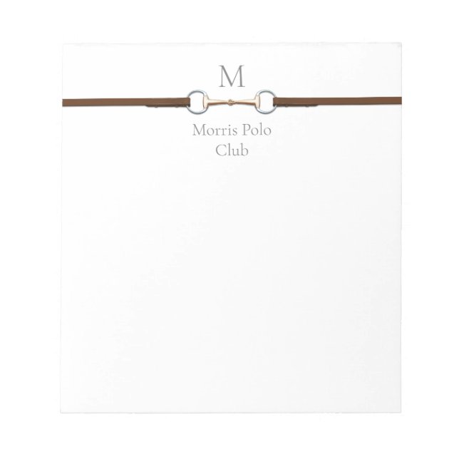 Eggbutt Snaffle Bit Monogrammed Euqestrian Notepad (Front)