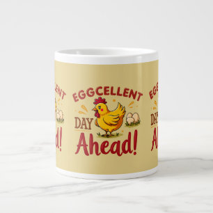 Eggcellent Day Ahead Funny Chicken Farm Large Coffee Mug