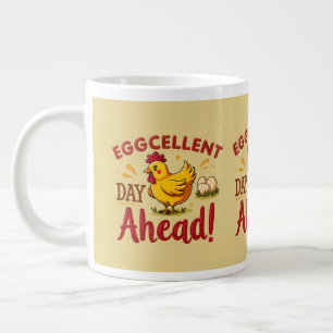 Eggcellent Day Ahead Funny Chicken Farm Large Coffee Mug