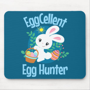 Eggcellent Egg Hunter Cute Easter Bunny Quote Sayi Mouse Mat