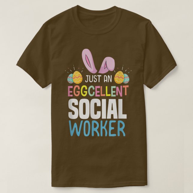 Eggcellent Social Worker Easter Egg Bunny Ears  T-Shirt (Design Front)