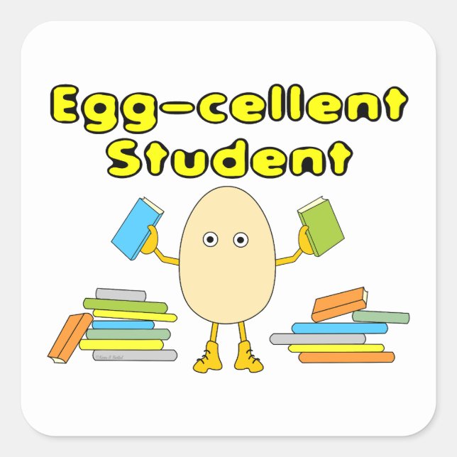 Eggcellent Student Square Sticker (Front)