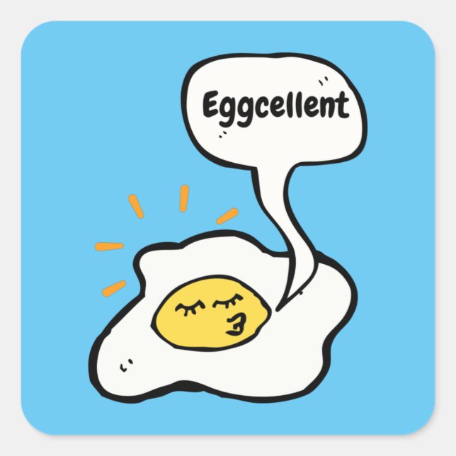 Eggcellent Sunny Side Up Square Sticker (Front)