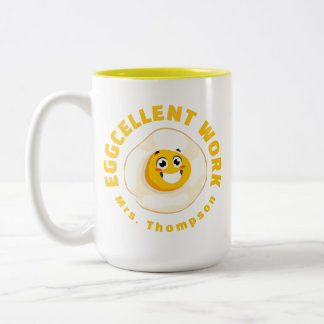 Eggcellent Work Cute Egg Back to school Teacher Two-Tone Coffee Mug