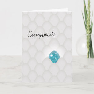 Eggceptional! Blue Glitter Egg Congratulations Card