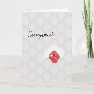 Eggceptional! Red Glitter Egg Congratulations Card