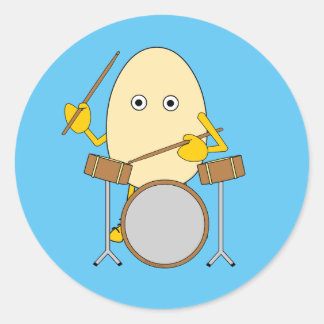 Egghead Drummer Classic Round Sticker
