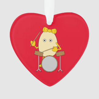 Egghead Drummer Girl Ornament
