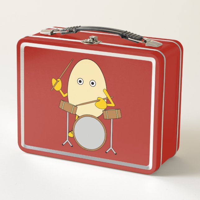 Egghead Drummer  Metal Lunch Box (Front)